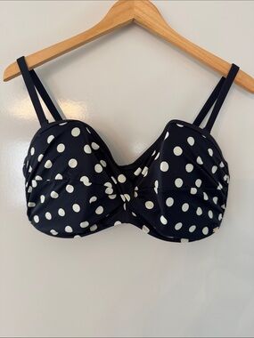 Panache Bikini Top Women’s Size 40F Polka Dot Black White